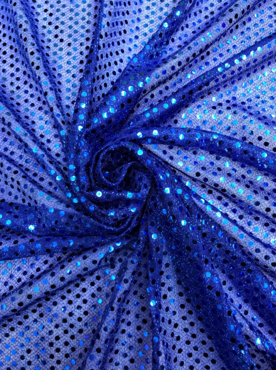 1 Yard Deep Royal Confetti Sequin Polyester Fabric Light Mesh 42″ Wide